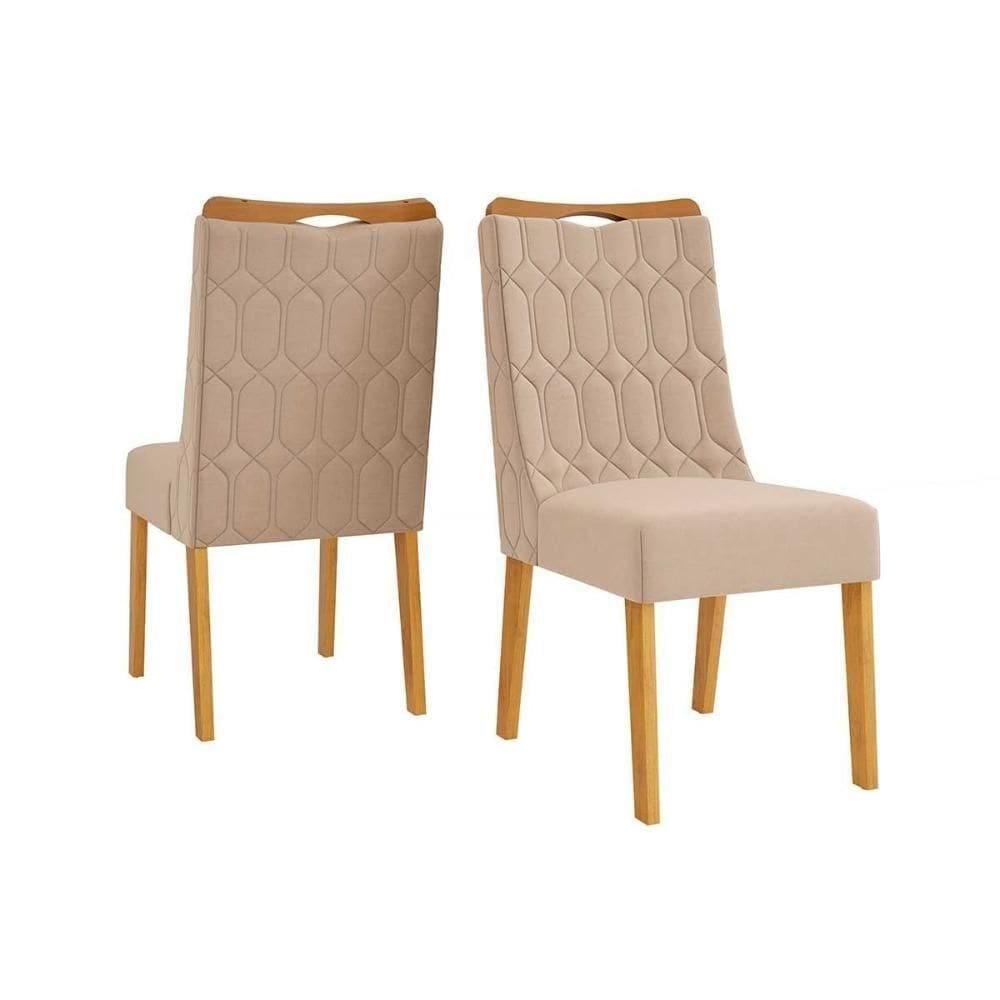 Cadeira De Cozinha Bia Cedro-suede Kraft Bege - Dj Móveis