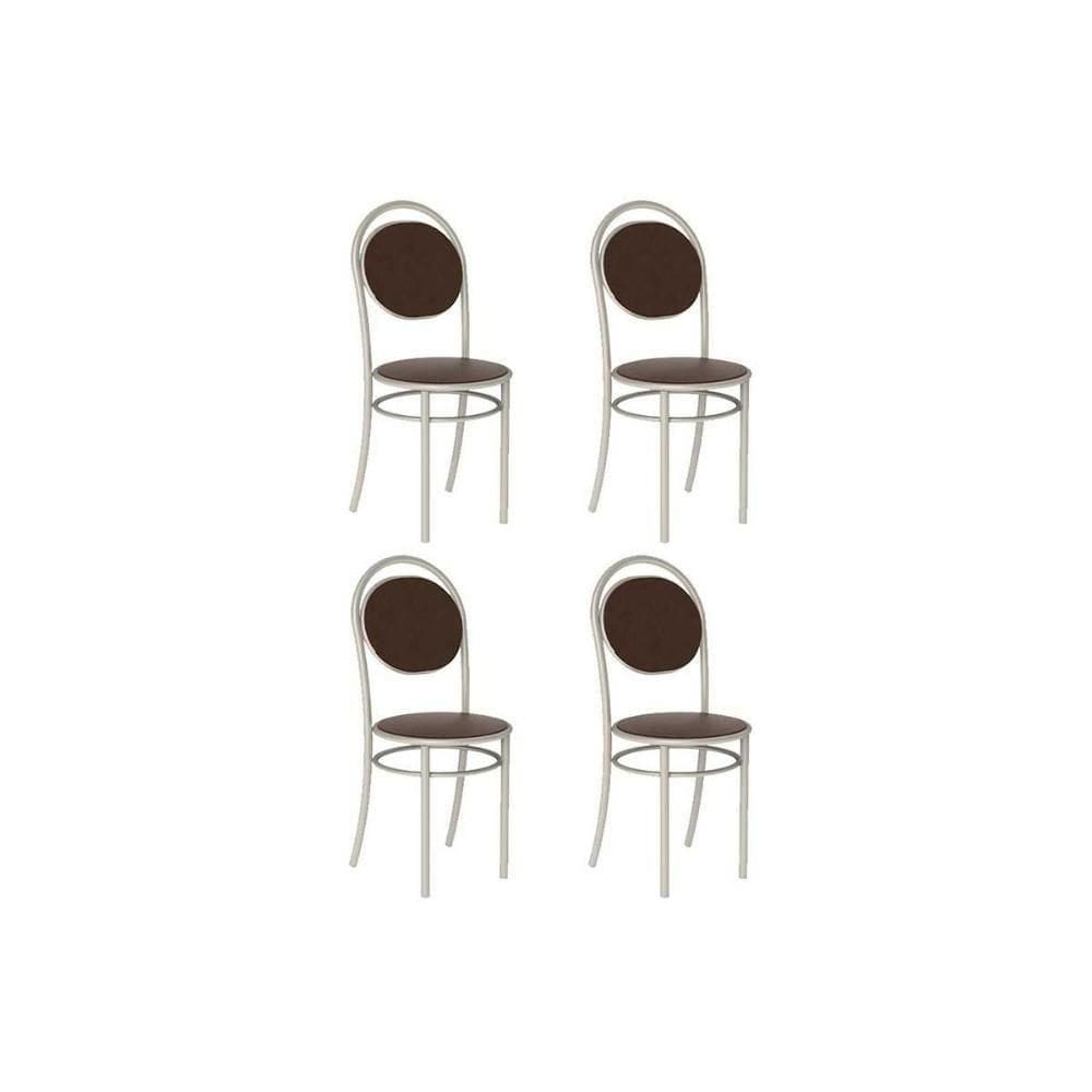Cadeira De Cozinha 190 Aço Kit 4 Uni Prata-courano Cacau - Carraro