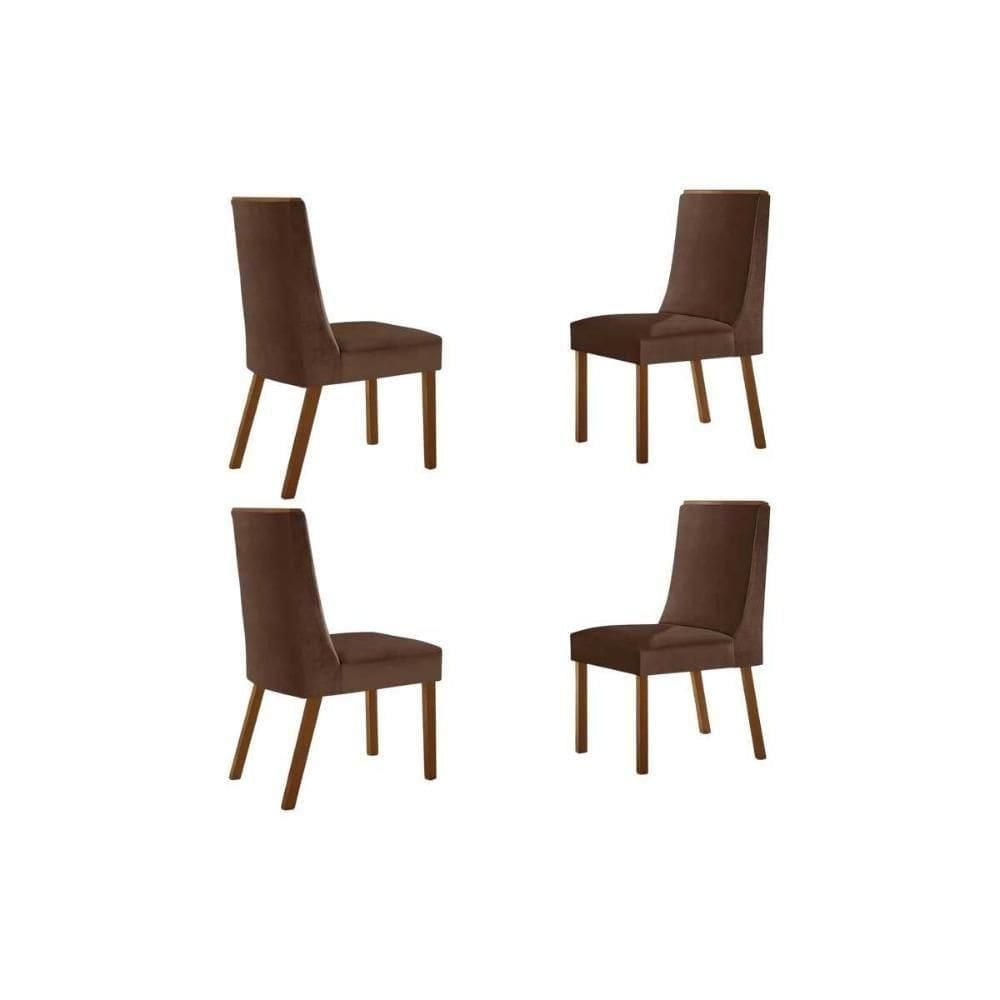 Cadeira Sala De Jantar Dakota Kit 4 Un Naturalle-suede Marrom - Rufato