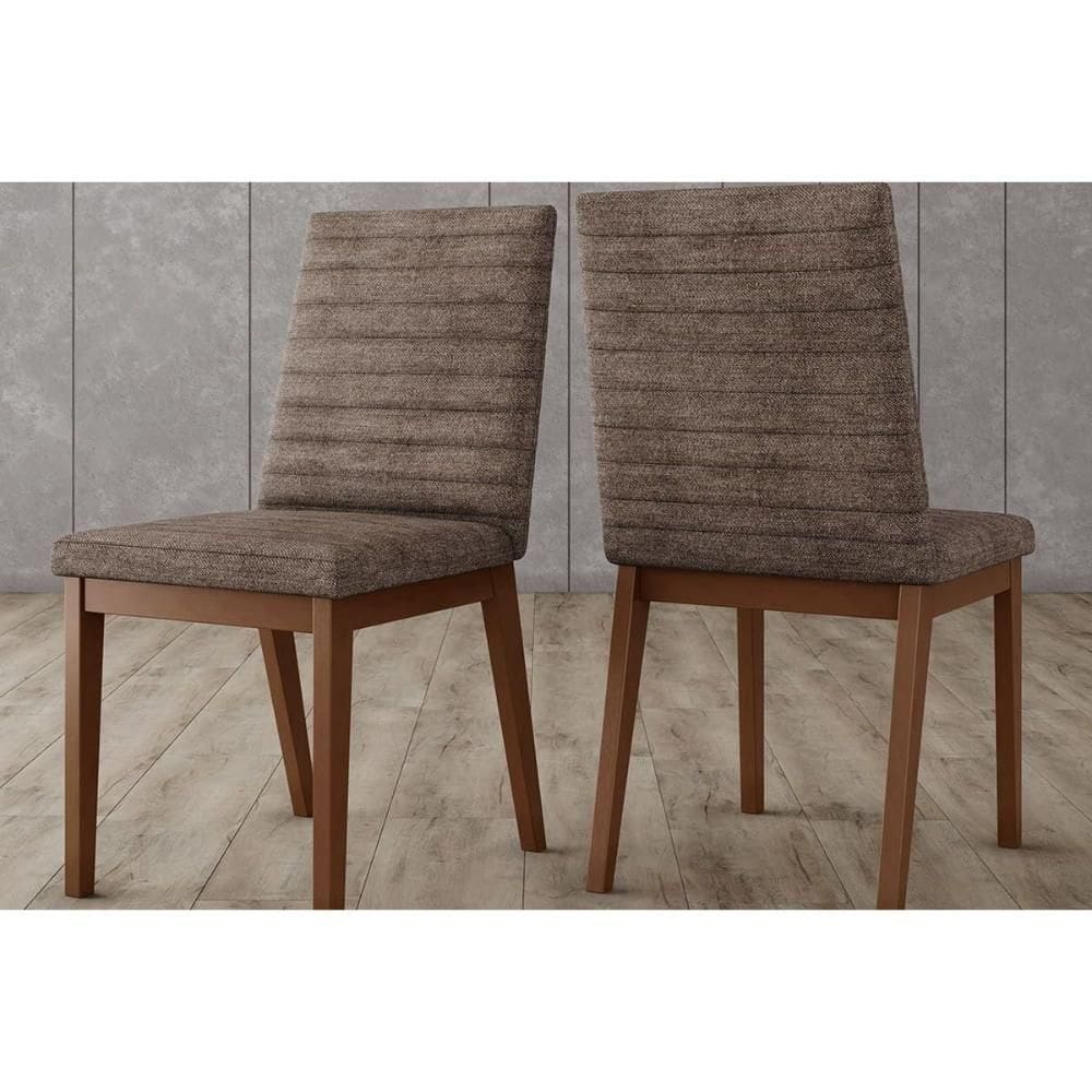 Cadeira De Cozinha Elena Kit 2 Un Nature-linho Cacao - Henn