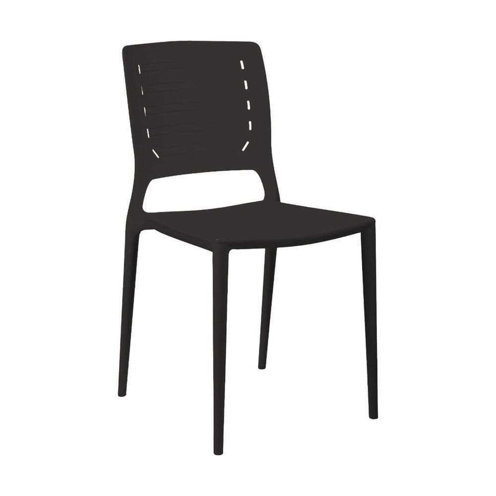 Cadeira Empilhável Saturno Grafite Em Polipropileno Acrilys