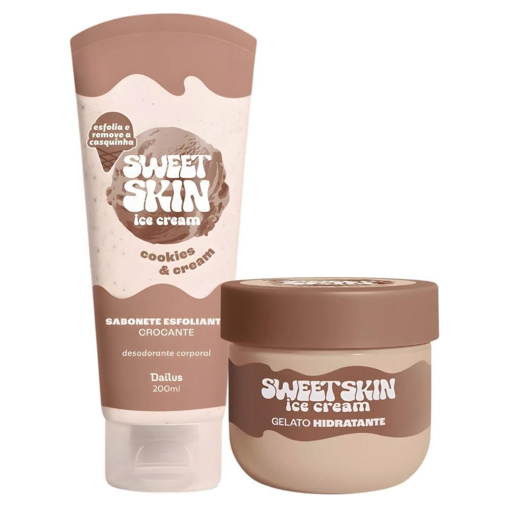Kit Dailus Sweet Skin Ice Cream Cookies e Cream: Sabonete Esfoliante e Hidratante Corporal 200ml