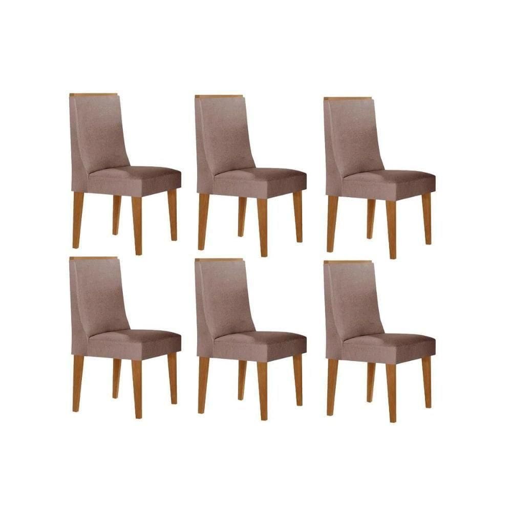 Cadeira Sala De Jantar Dakota Kit 6 Un Naturale-linho Capuccino - Rufato