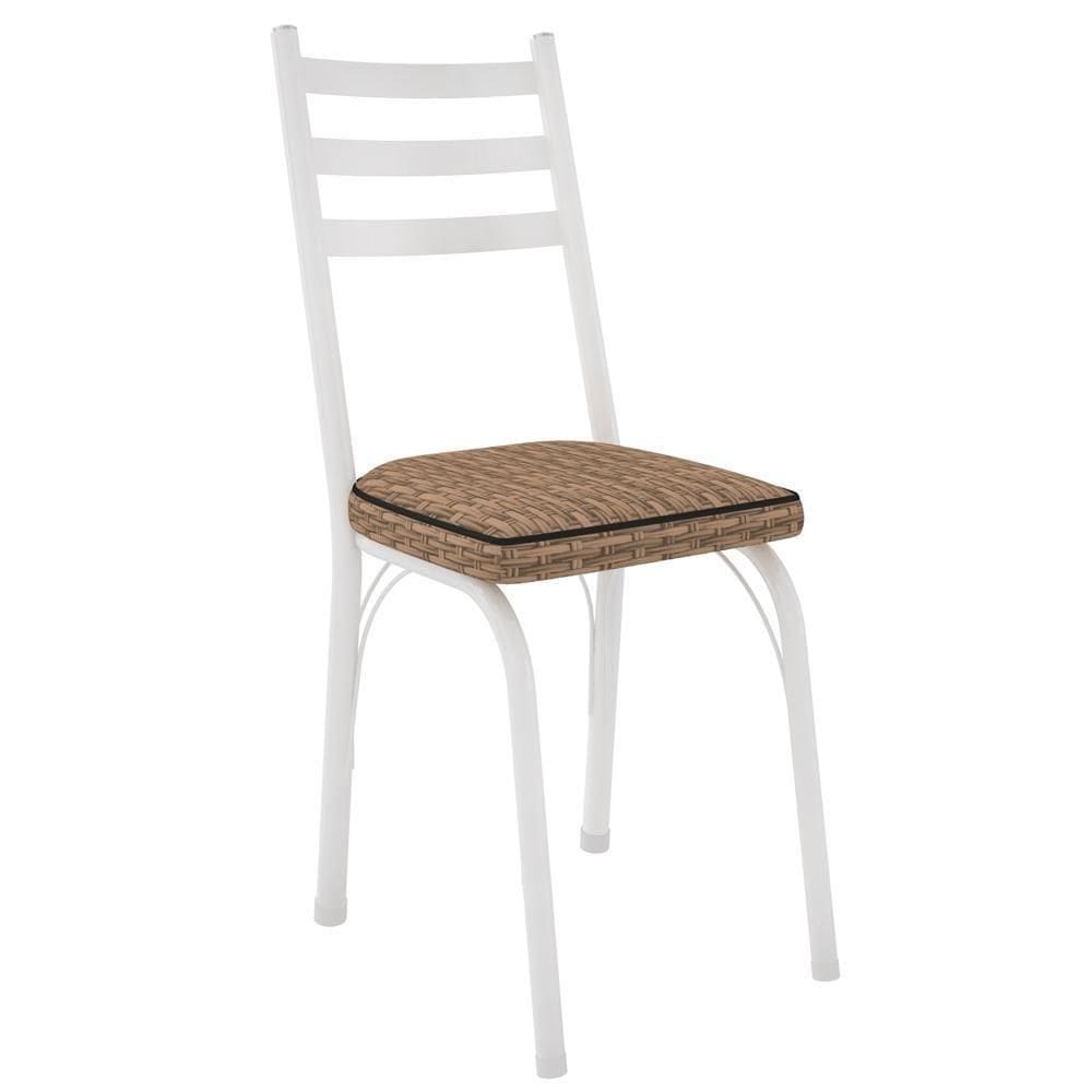Cadeira Tubular Europa 141 Branco Assento Rattan Artef Rattan