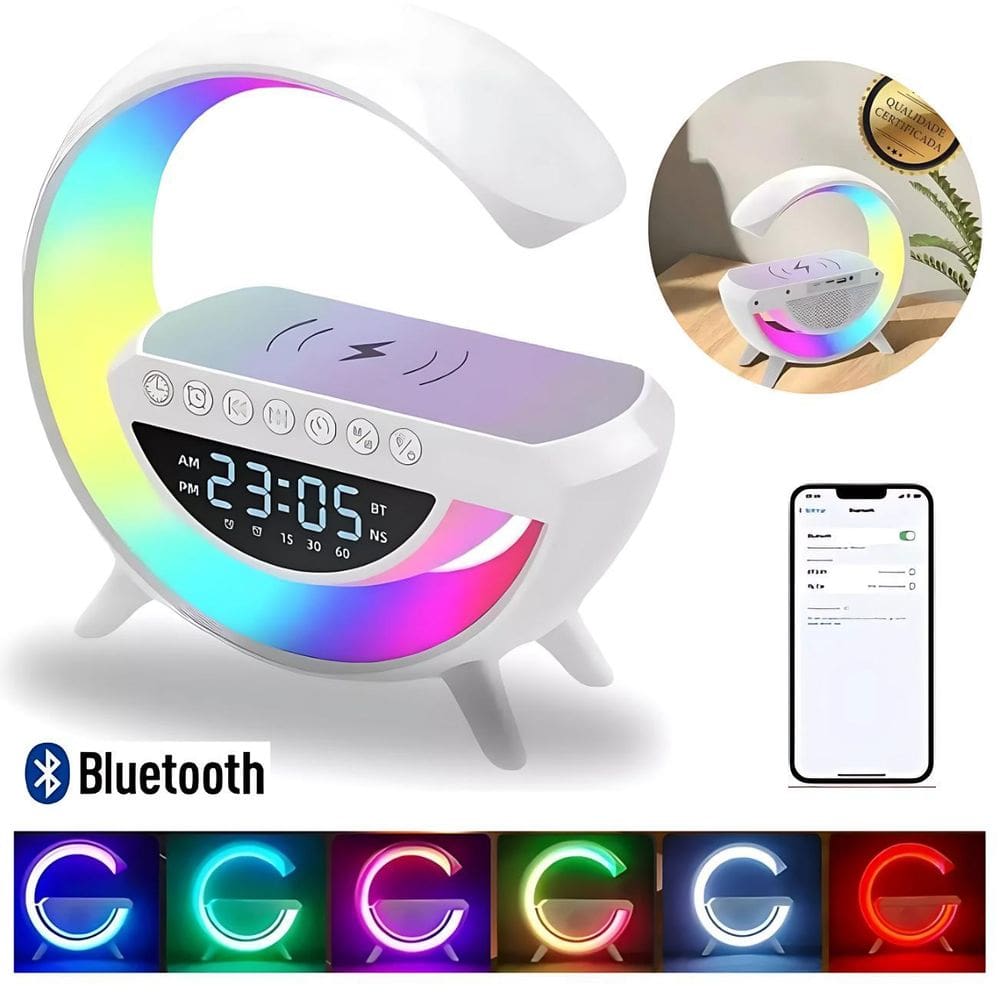 Luminária Inteligente Com Som 360 E Wireless Fast Charge