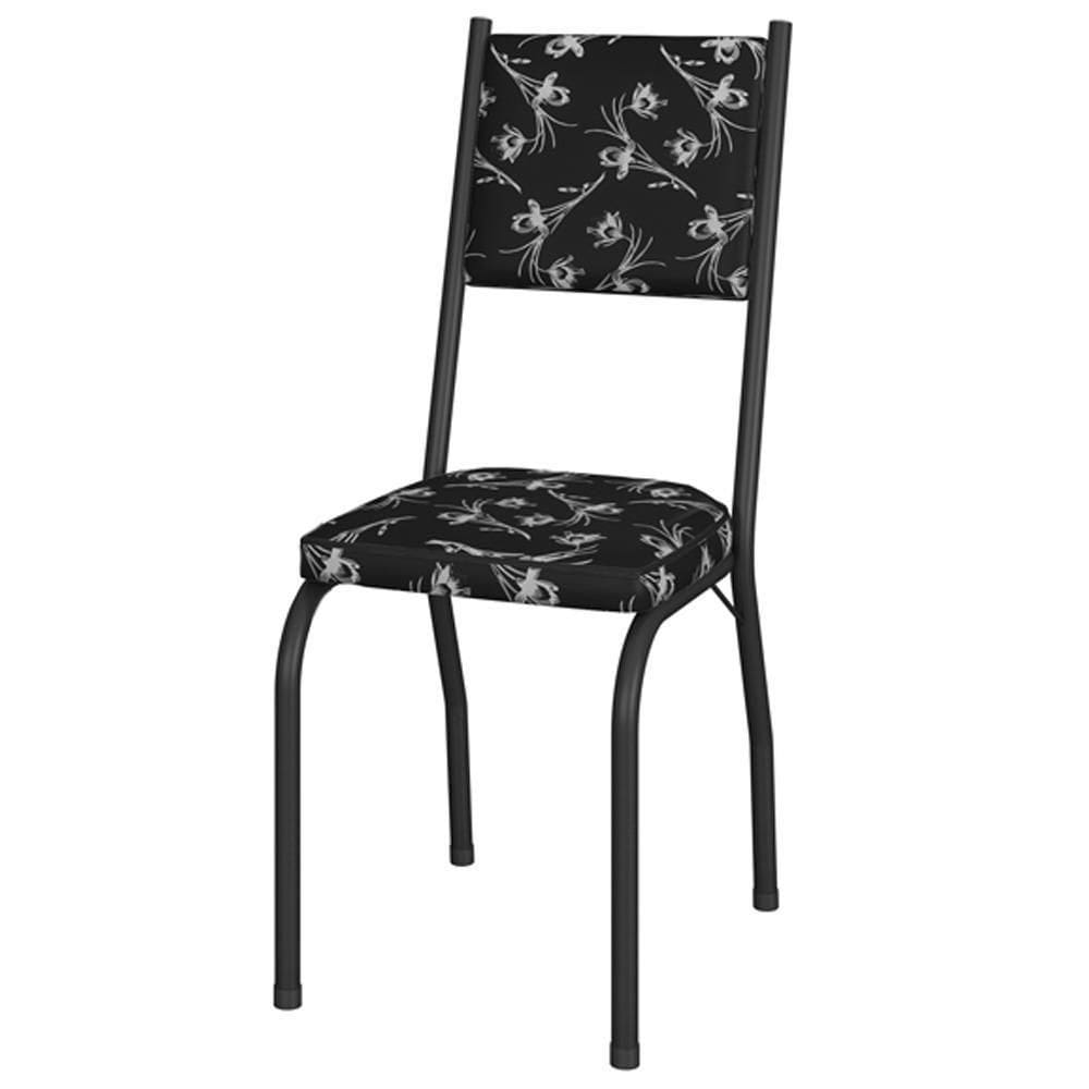 Cadeira Tubular Europa 258 Preto Assento Preto Flor Artef Preto Flor