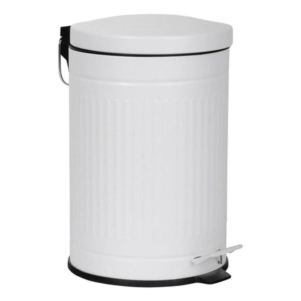 Lixeira De Metal Redonda Branca Com Pedal 3 Litros