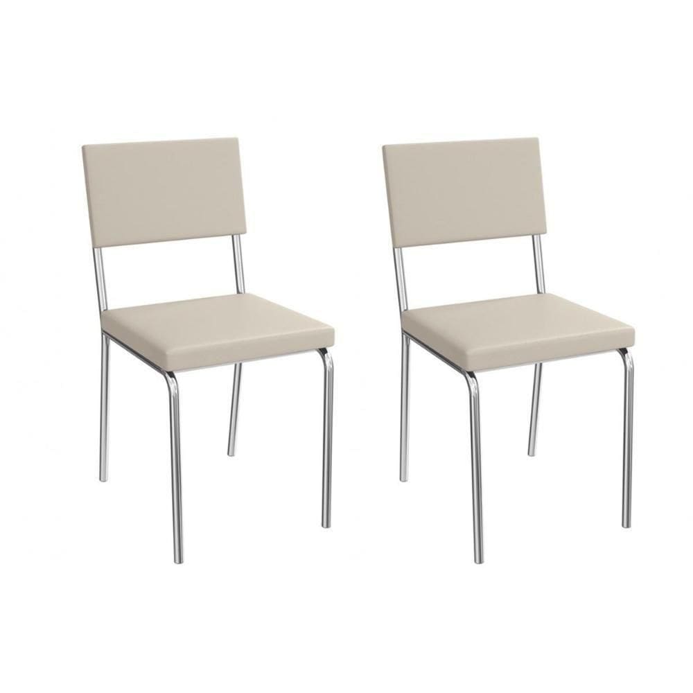 Cadeira De Cozinha Zaria 2c128cr Aço Kit 2 Un Cromado-ano Bege - Kappesberg
