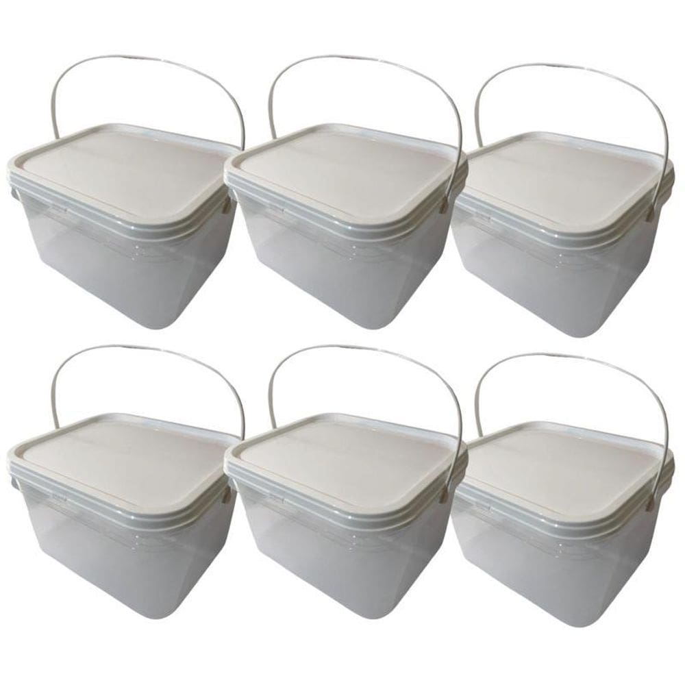 Balde Retangular Transparente Para Frutas-Kit 6 Pçs