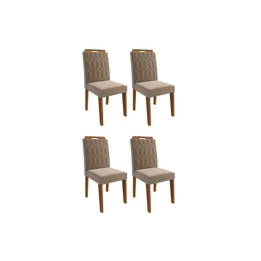 Kit 4 Cadeiras De Cozinha Paola Wood 4 Un Carvalho-suede Joli Capuccino - Cimol