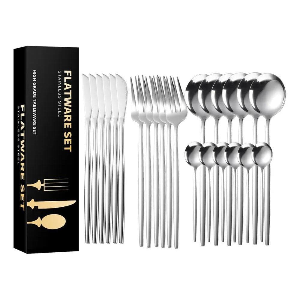 Conjunto De Talheres De Aço Luxo Inoxidável 24Pcs Faqueiros