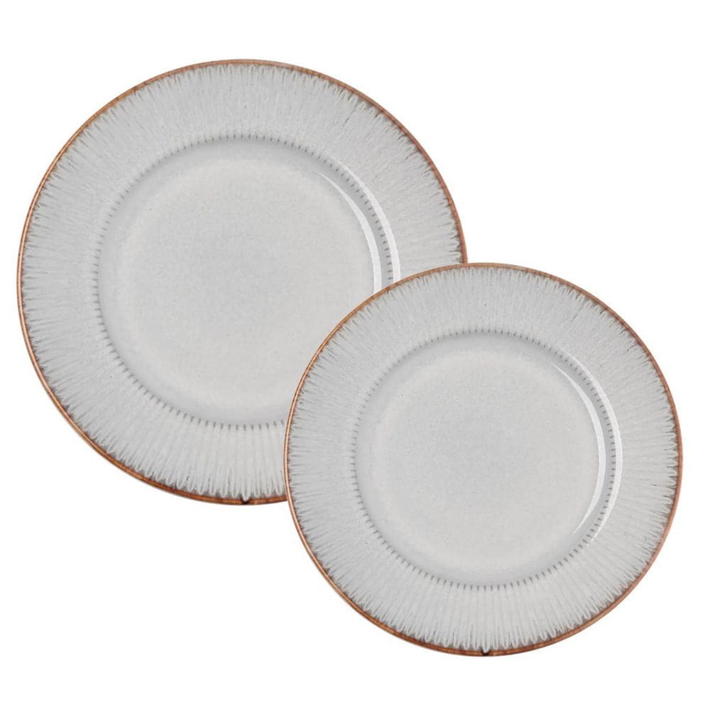 Aparelho De Jantar Jogo Pratos Kit 12 Peças Linear Rustico