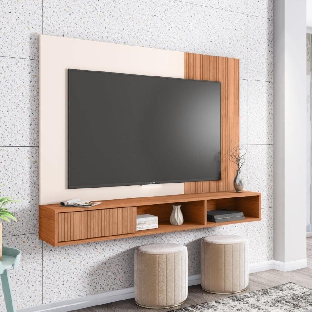 Painel Para Tv Até 55 Polegadas Marrom Mine Caemmun