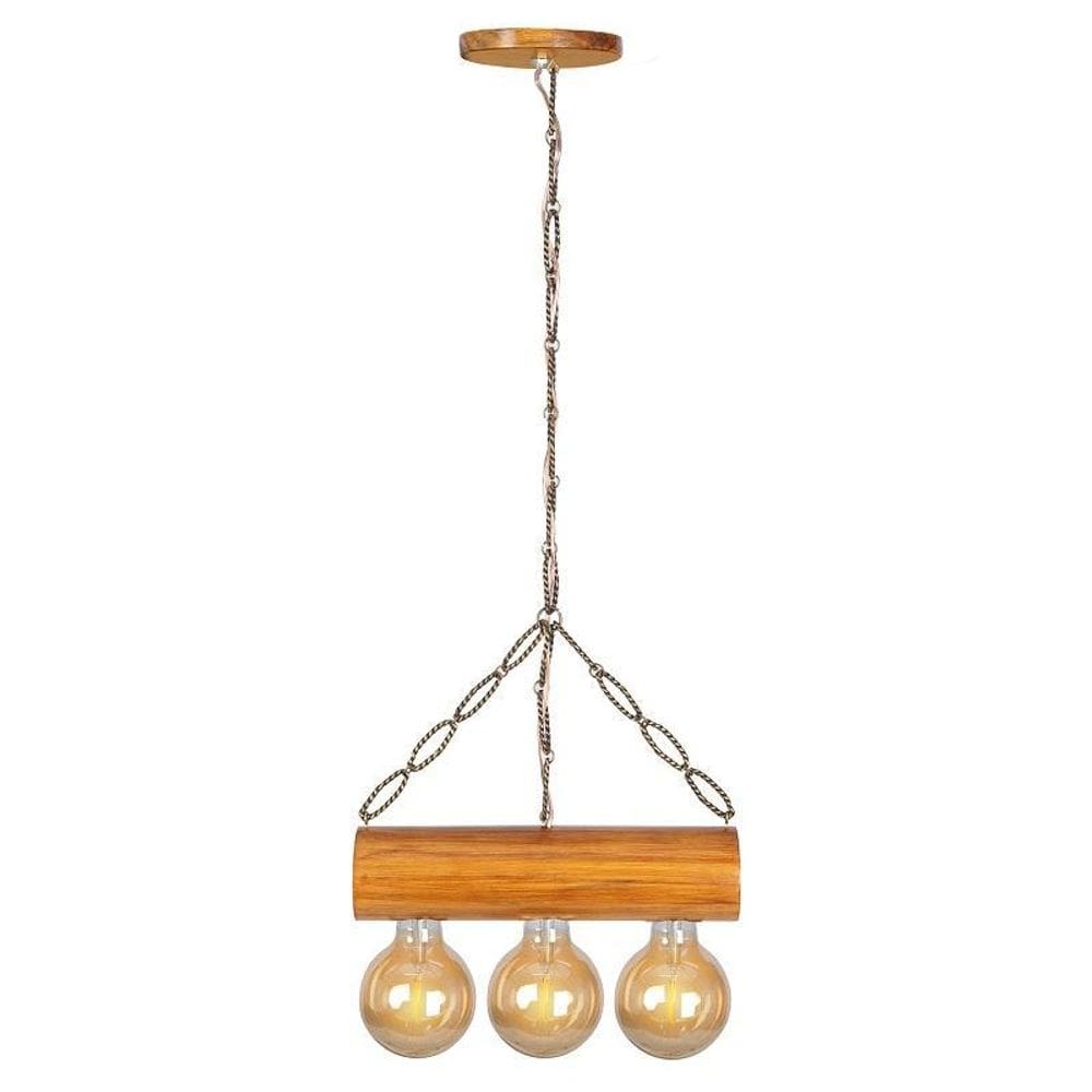 Luminária Pendente Rústico De Teto 3 Lâmpada