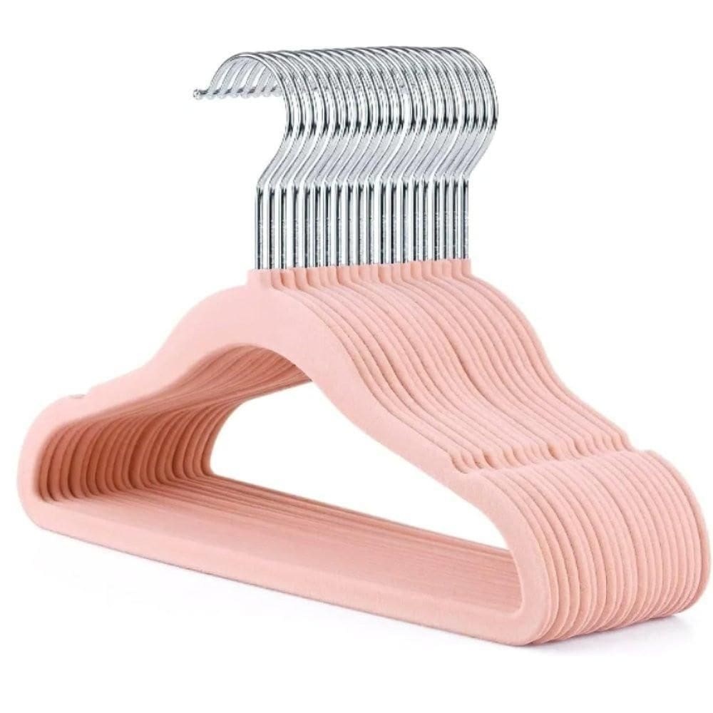 Kit 10 Unidades Cabide Infantil Veludo Rosa