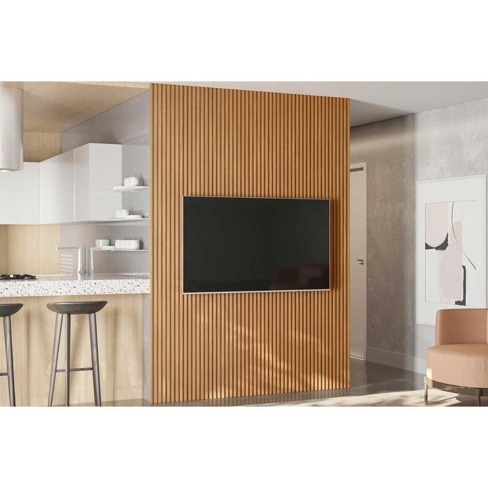 Painel De Cozinha Até 75 Pol Modular 1.8 Ripado 180x250cm Nature Fosco - Linea Brasil
