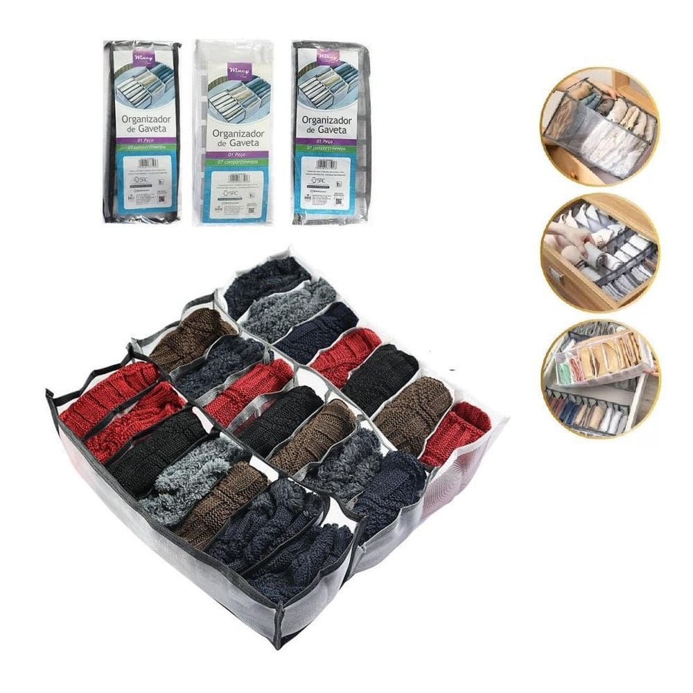 Organizador De Gavetas Guarda Roupa 7 Compartimentos Pratico