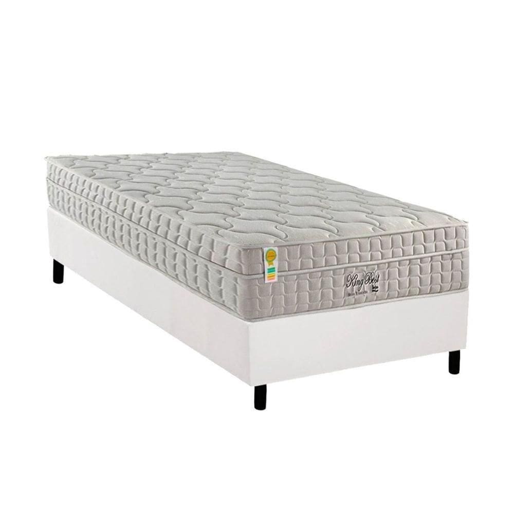 Cama Box Solteiro: Colchão Molas Ensacadas D Angelis King Best New Clean + Base Crc Courano White (88x188)