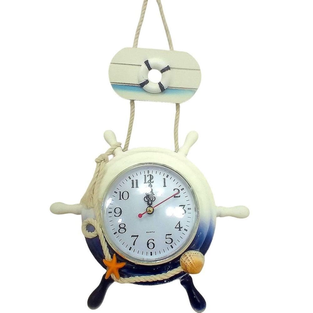 Relógio De Parede Náutico Mar E Praia Decoração Enfeite Bóia