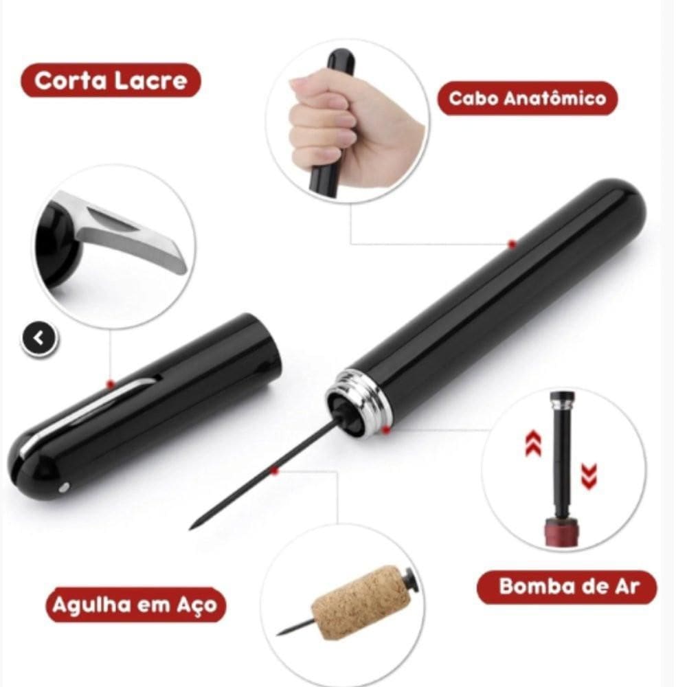 Saca-Rolhas Pneumático - Preta