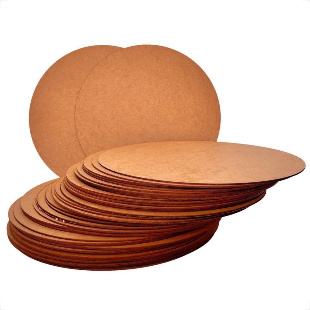 2X Kit Sousplat Com 50 Bolachas 35X35 Mdf Cru Circulo Base M