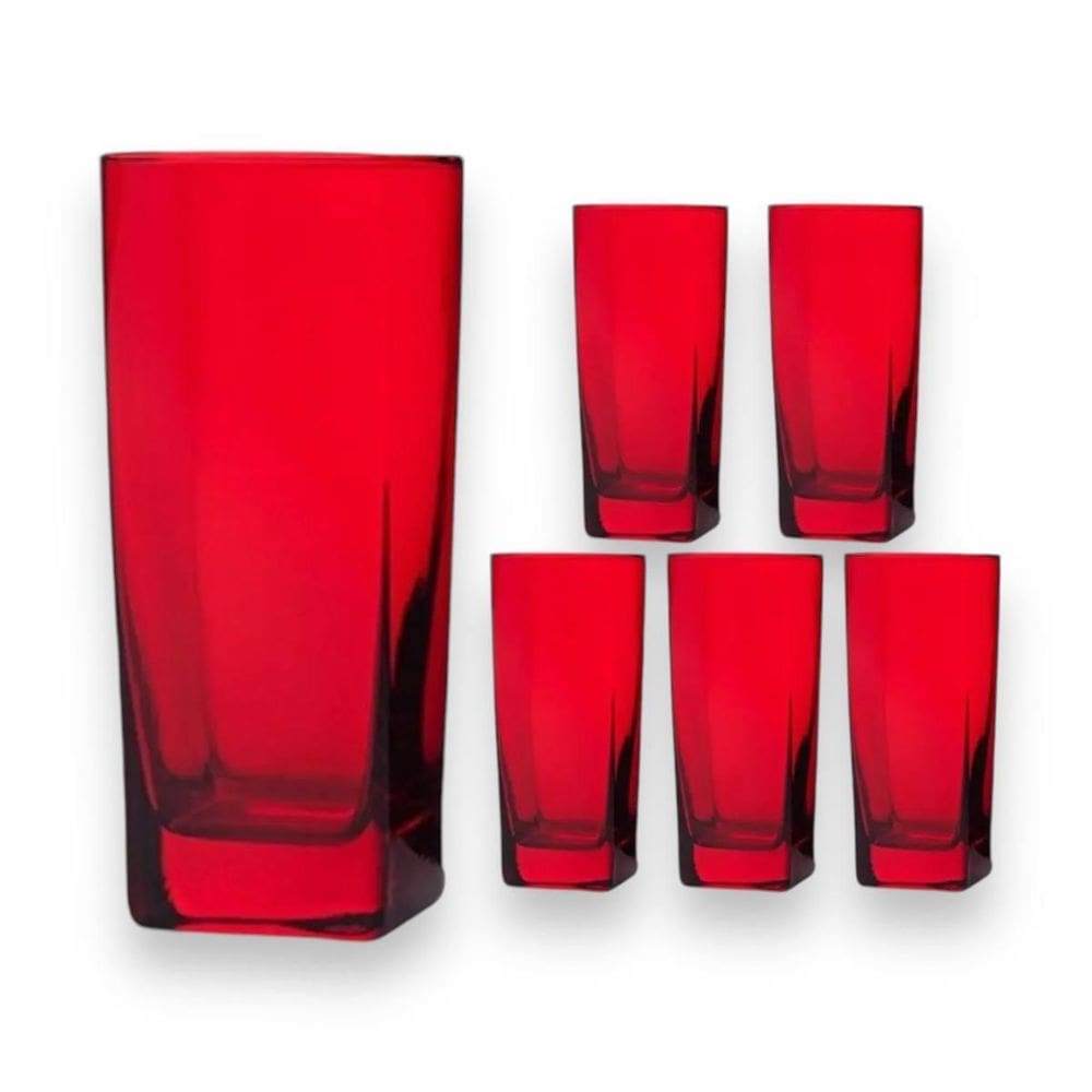 Conjunto De 6 Copos Texas 320Ml Quadrado Água Suco