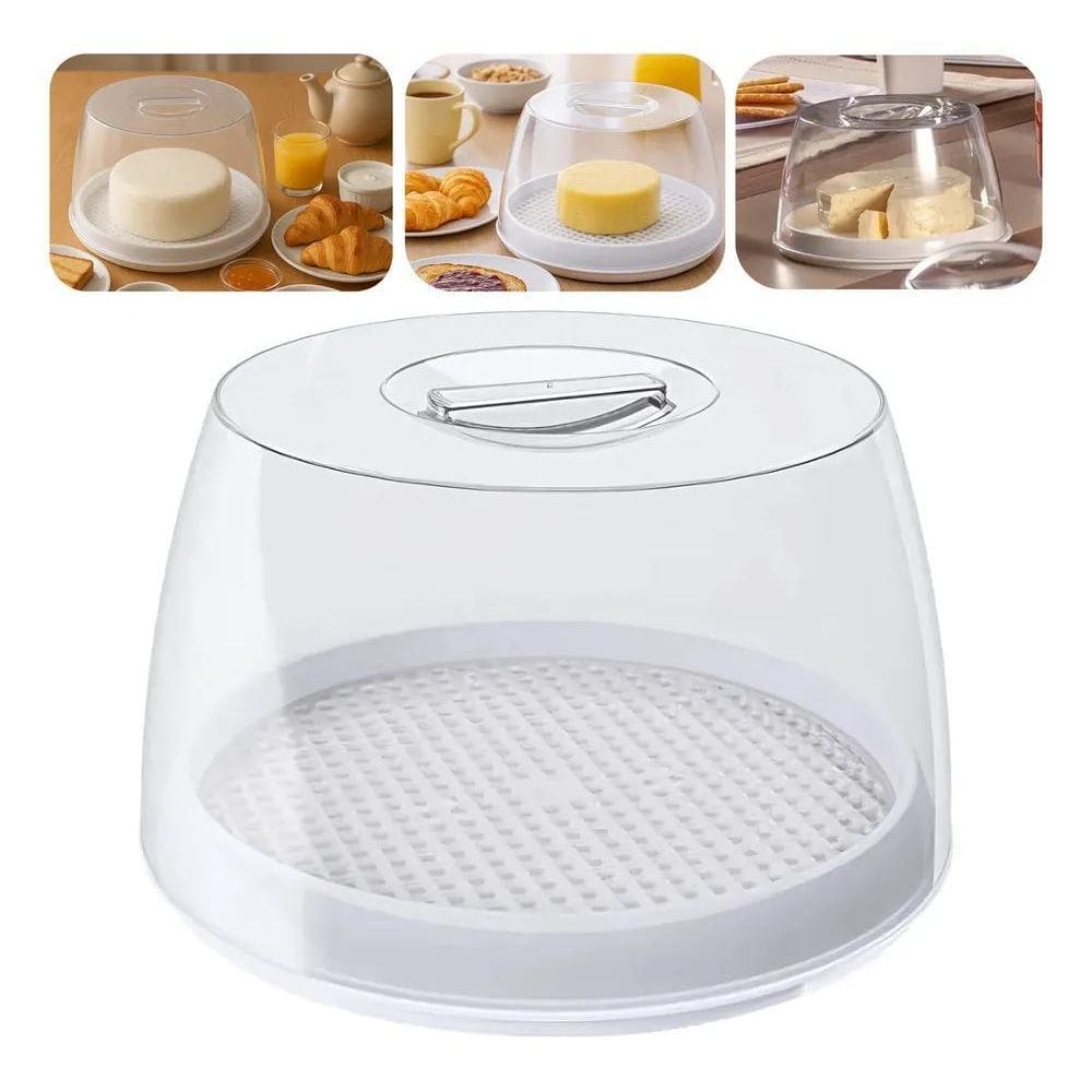 Queijeira Com Tampa Acrílico + Grade Escorredor De Soro Uz