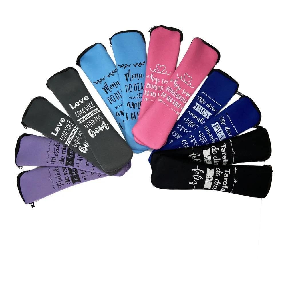 2X Porta Talher Estojo Com Ziper Neoprene Impermeavel