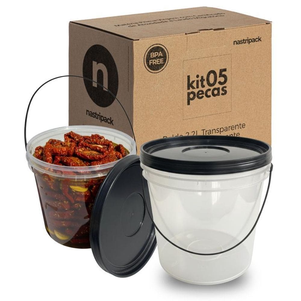 Balde Com Tampa Preta Próprio Para Produtos Alimentícios