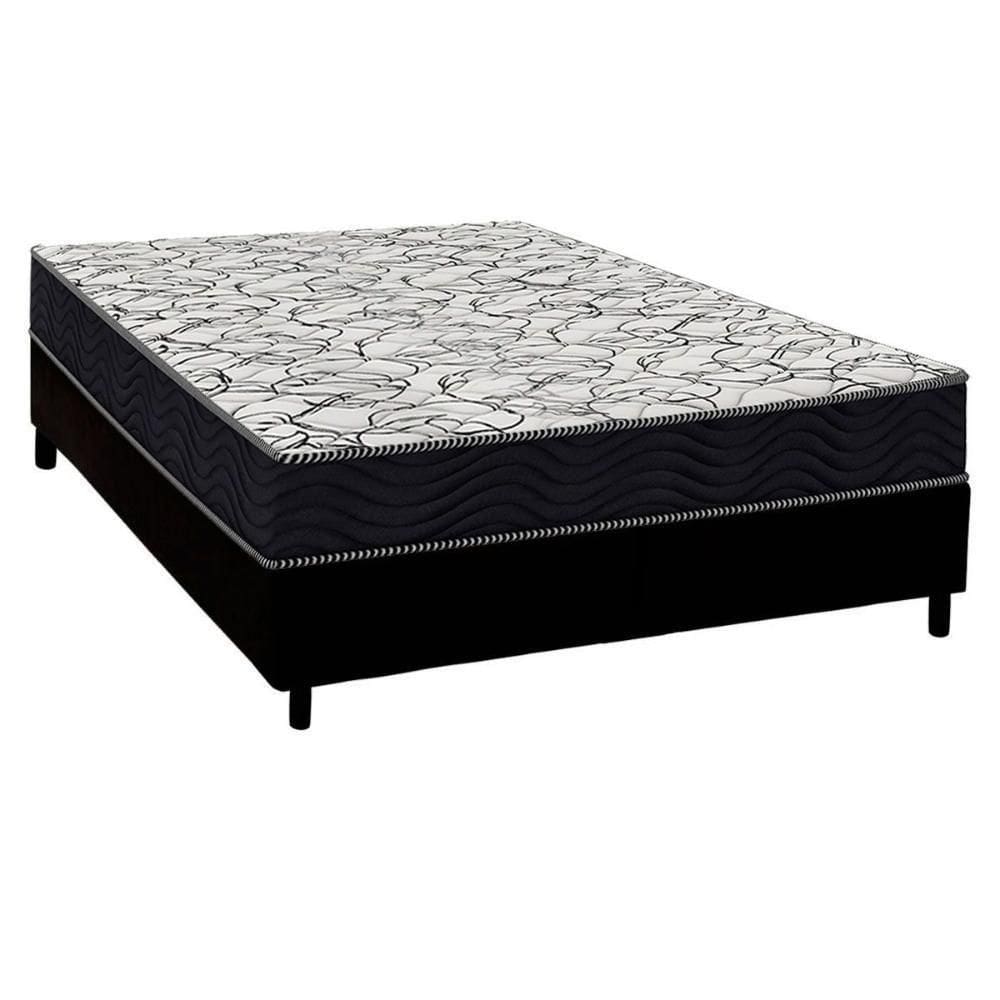 Cama Box Viúva: Colchão Ortopédico Ortobom D45 Airtech 150 + Base Crc Suede Black (128x188)