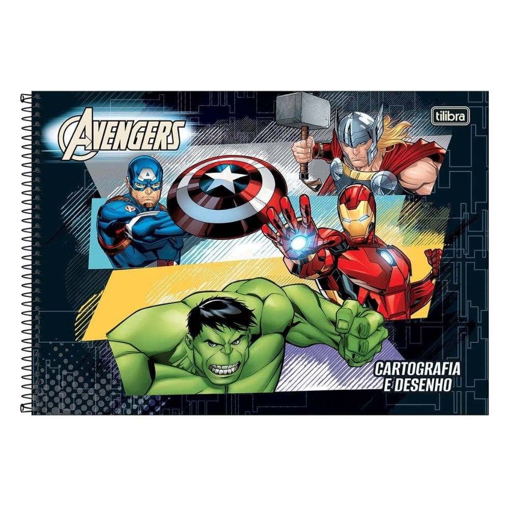 Caderno de Desenho e Cartografia Avengers (Vingadores) 80 Folhas - Tilibra