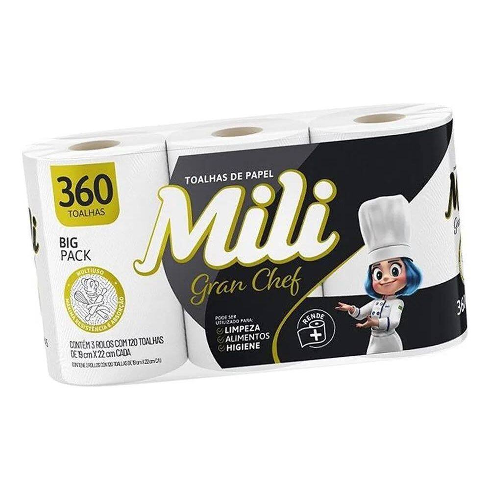 2X Toalha De Papel Branco Mili Gran Chef 3X120 Folhas