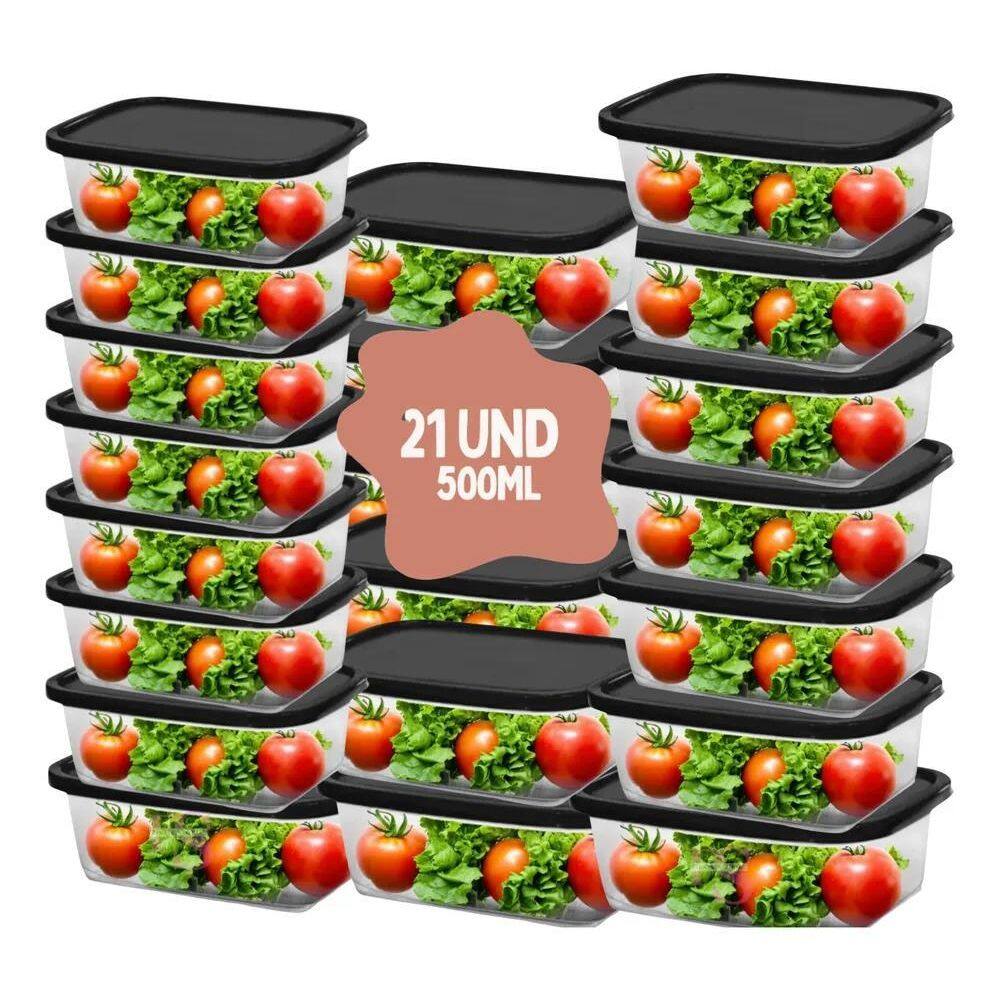 10X Kit 21 Potes Transparente Freezer Microondas Alta Quali