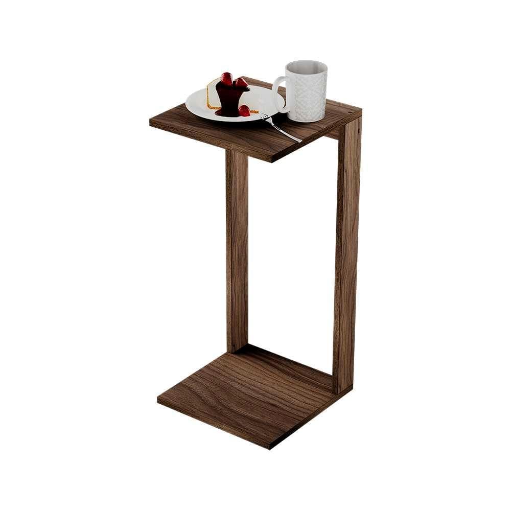 Mesinha Lateral de Apoio Nogal Sala Quarto 30x30x65cm