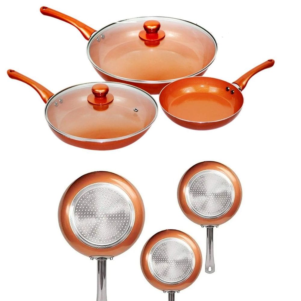 Conjunto Frigideiras Cerâmica Saudável Com 2 Tampa Vidro