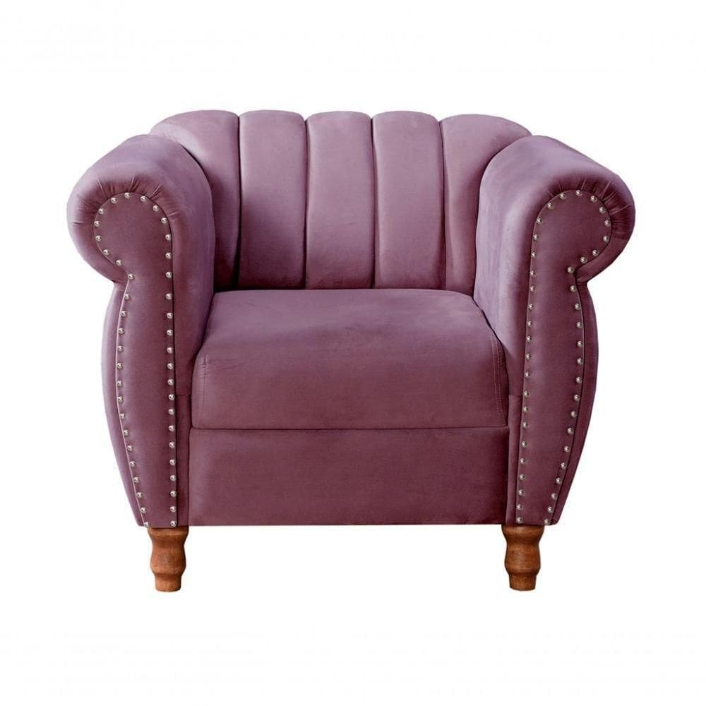 Poltrona Realeza Veludo Roxo 380 - Bella Decor