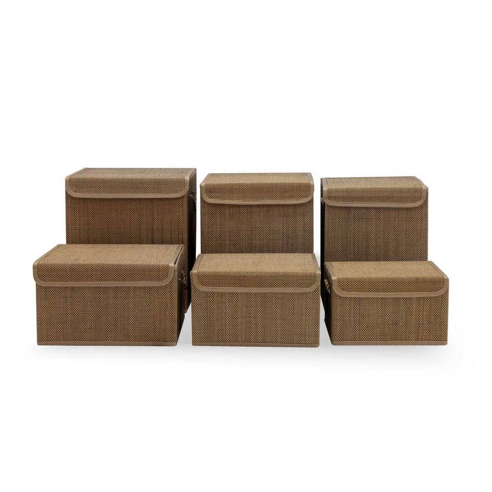 Conjunto 2 Cestos Decorativos em Bambu Marrom QJ2002 BTC