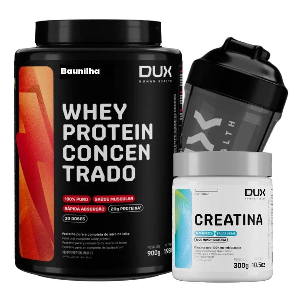 3X Whey Protein Concentrado 900G Creatina 300G Dux Nutrition