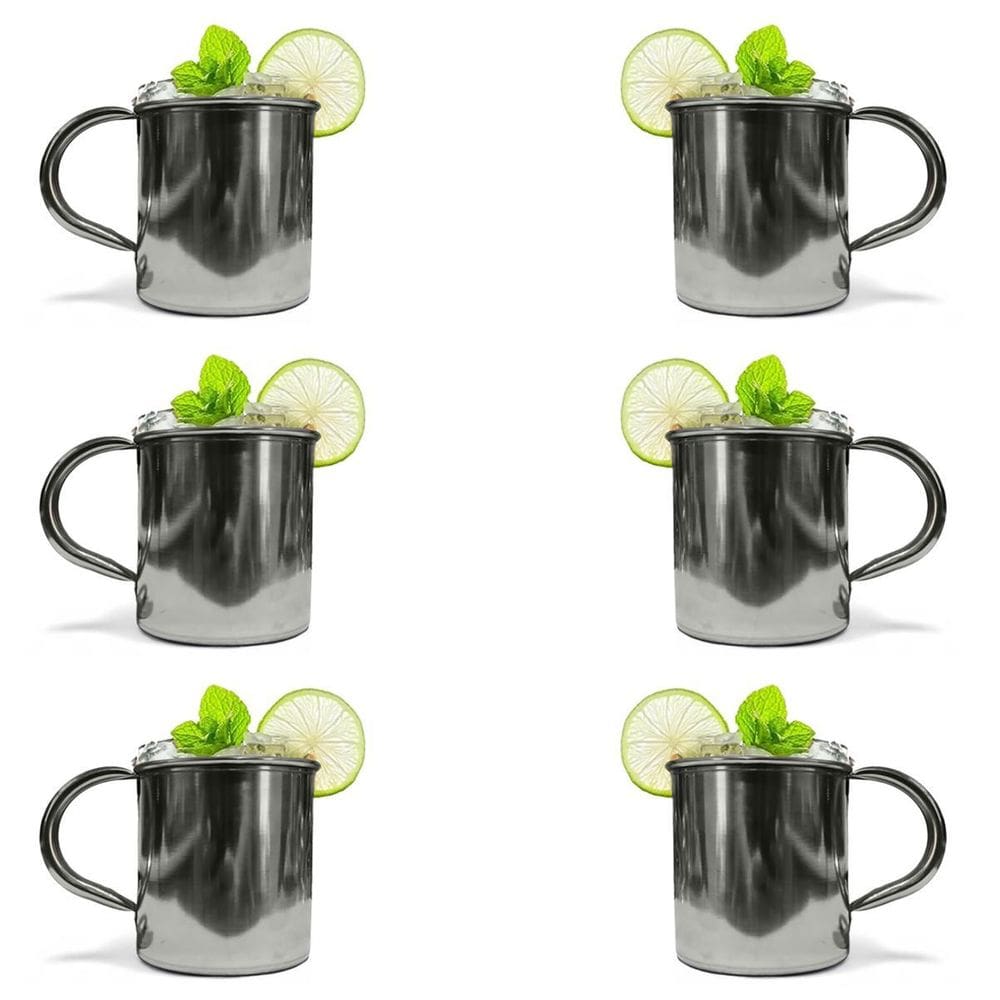 Kit 6 Canecas Moscow Mule Lisa Drink Aço Inox Premium 420Ml