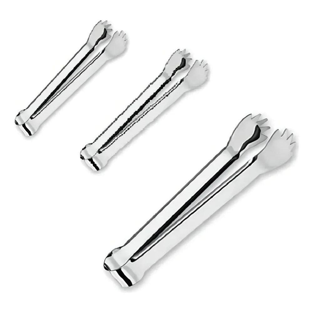 10X Kit 3 Pegador Pinça Para Gelo Inox Mãozinha 17 Cm