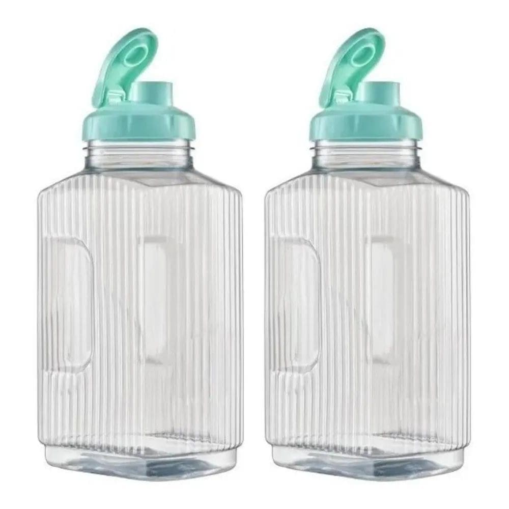 2 Jarra Garrafa De Água Suco Geladeira Tampa Higiênica 1,7L