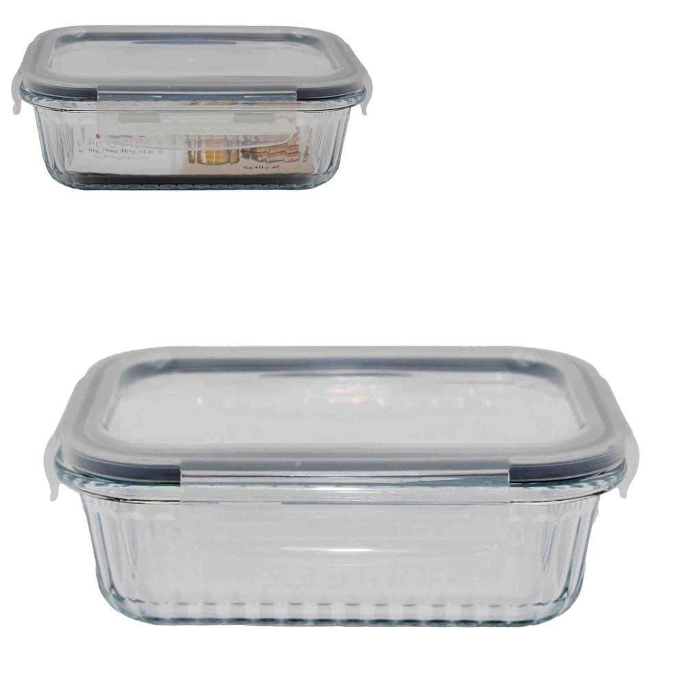 Pote De Vidro Canelado 375Ml Pratic Com Tampa Hermética