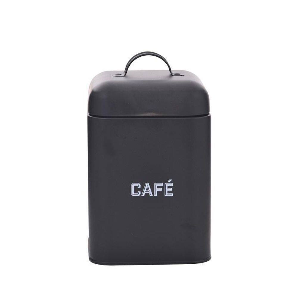 Lata Cafe Retro Preta 12X19X12Cm Aco Carb