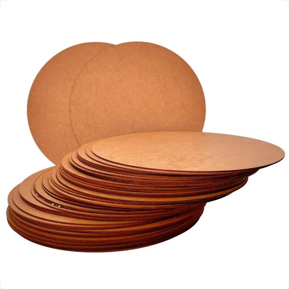 2X Kit Sousplat Com 50 Bolachas 35X35 Mdf Cru Circulo Base M