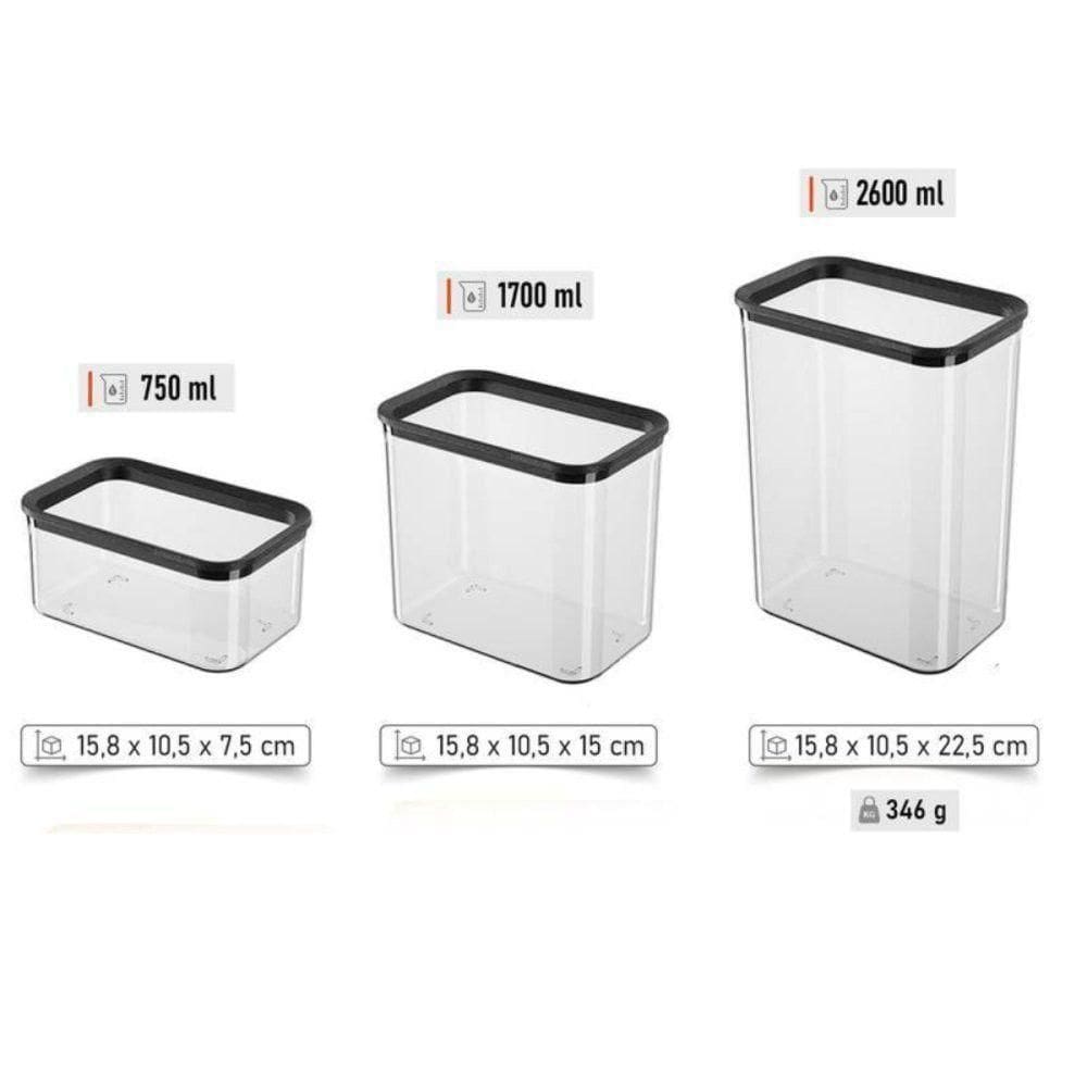 Conjunto 3 Potes Herméticos De Plástico