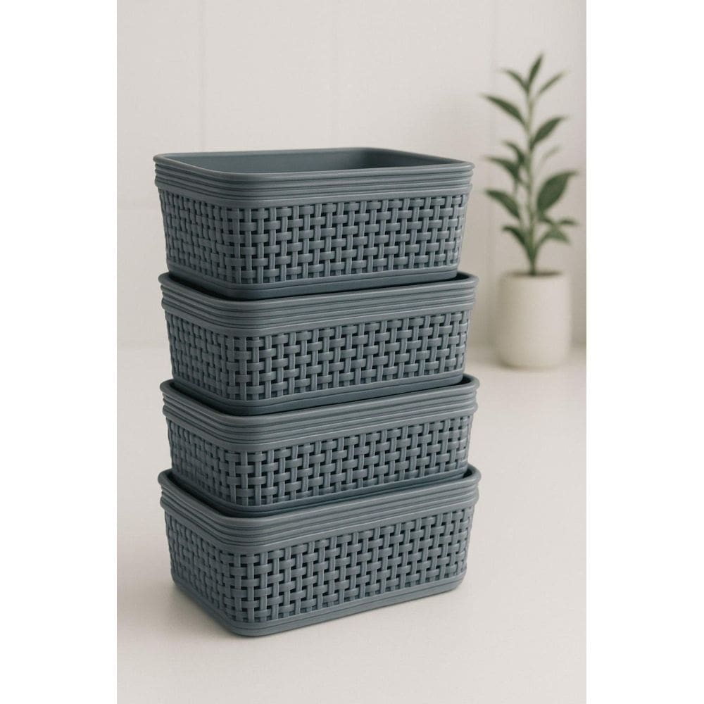 Kit 4 Cestos Multiuso De Armazenamento 1,4L Jolitex Mek Ordo