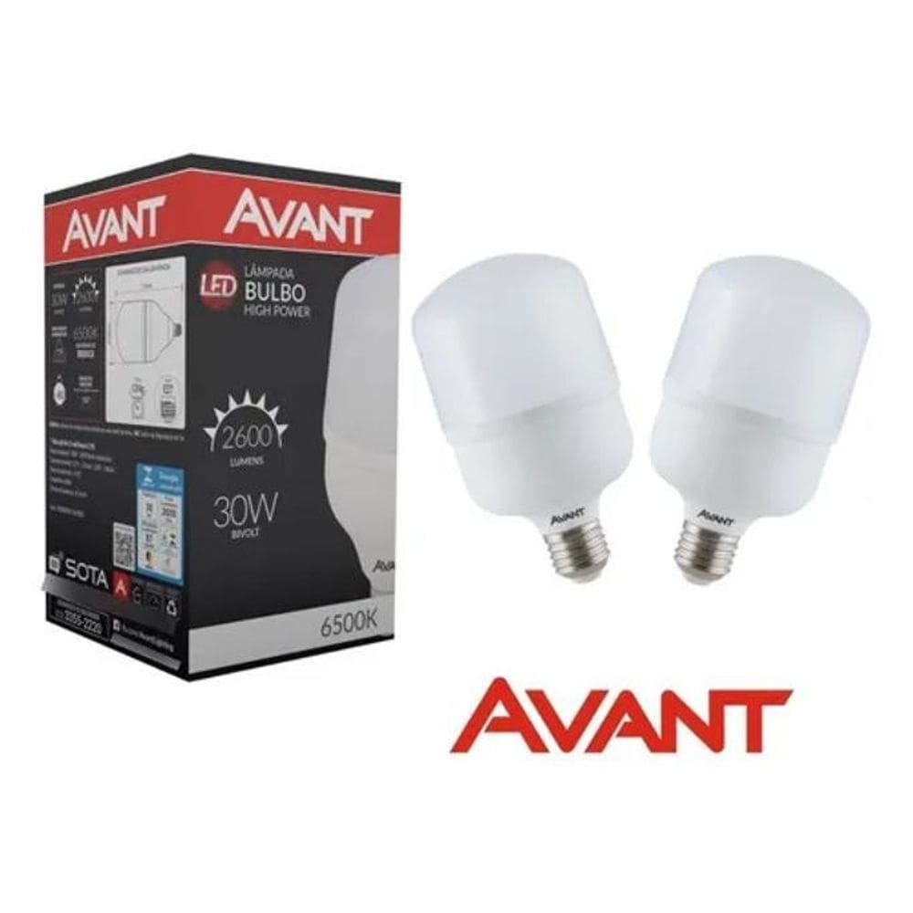 3X Kit 2 Lâmpada Led Bulbo 30W 6500K Comércio Casa Avant Cor