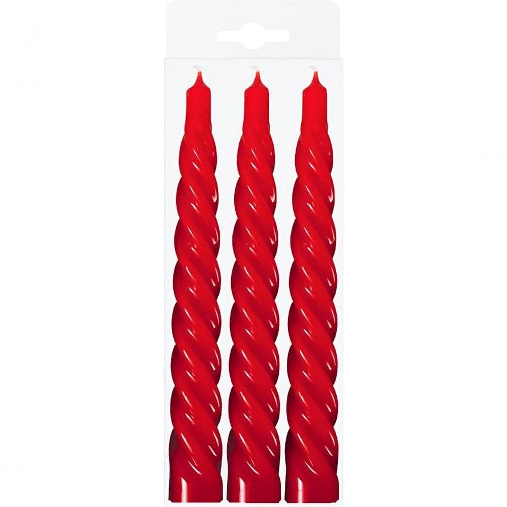 Kit 3 Vela Decoração Natalina Vermelha Torcida 20cm