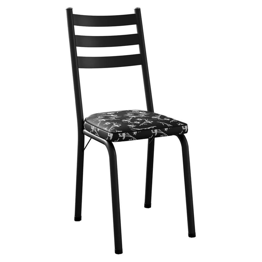 Cadeira Tubular Europa Preto Assento Preto Flor Artef Preto Flor