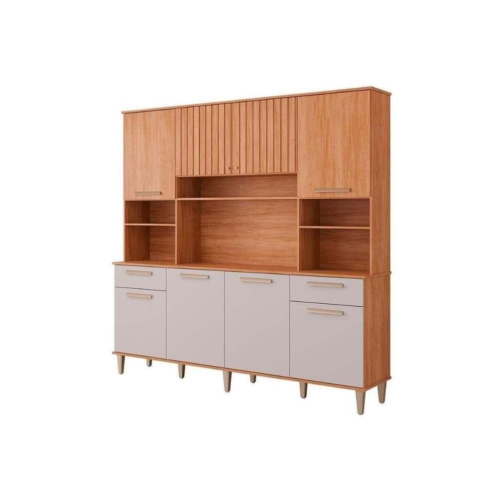 Kit De Cozinha Compacta Livia 8 Portas 2 Gavetas E 6 Nichos Cinamomo-off White - Mgm